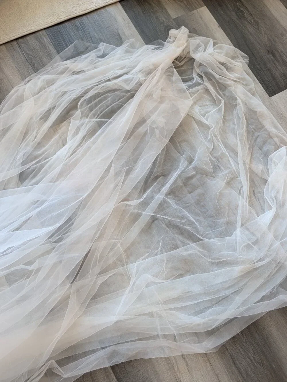Two tier champagne / ivory ombre cathedral tulle bridal veil